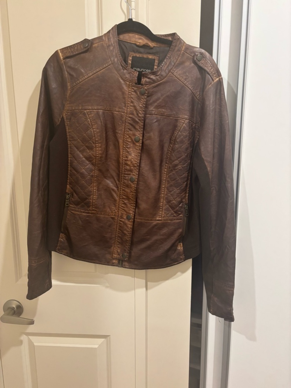 Maurices Brown Quilted Faux Leather Jacket